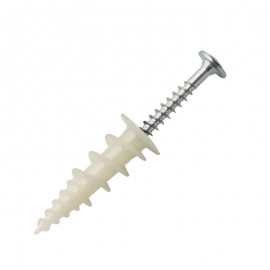 Self drilling nylon plasterboard fixing- round head metal screw