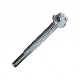 self-drilling screw, hexagonal head, long tip, bright zinc-plated steel