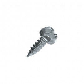 screw, hexagonal notched head, bright zinc-plated steel